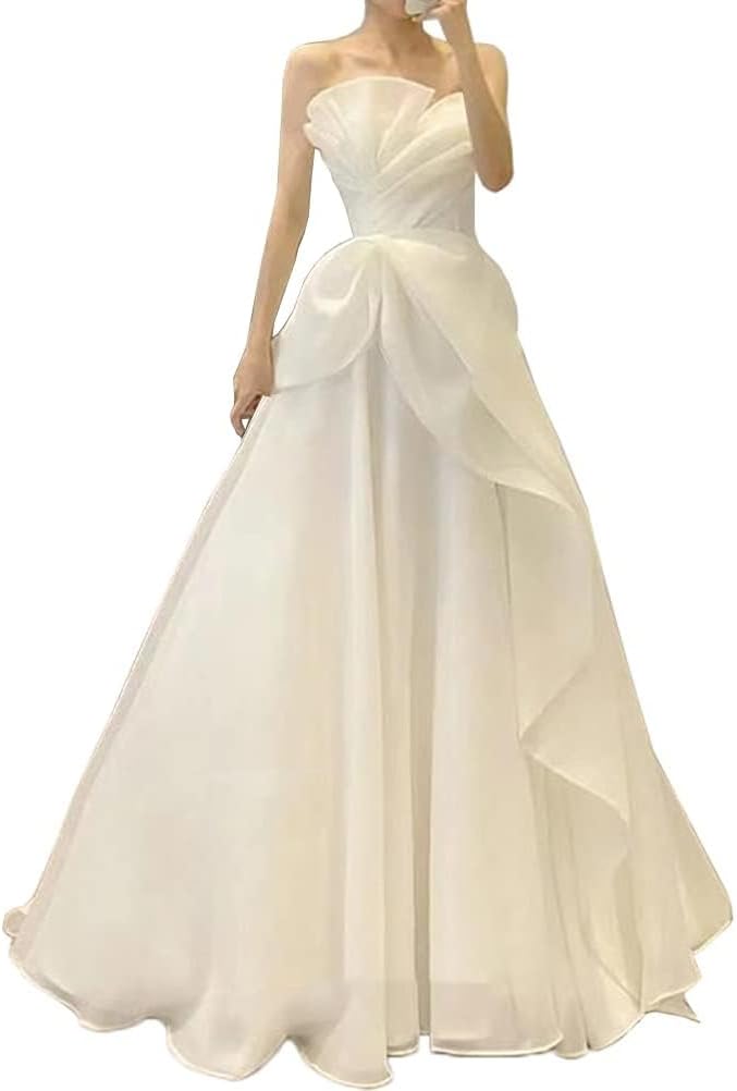 レディース ウェディングドレス ロングドレス ドレス パーティードレス イブニングドレス 花嫁ワンピース 結婚式ドレス シンプル エレガント フォーマル チュール マキシ スリム 着痩せ 結婚式 発表