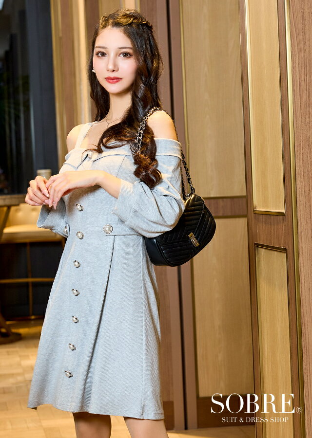 リブニットオフショルフレアワンピース ドレス キャバ 大きいサイズ ワンピース ミニドレス キャバドレス ナイトドレス 大人 クラブ ラウンジ パーティ 結婚式 二次会 かわいい おしゃれ 人気 長袖 膝丈 ミニ ロング 安い 韓国ドレス 30代 20代