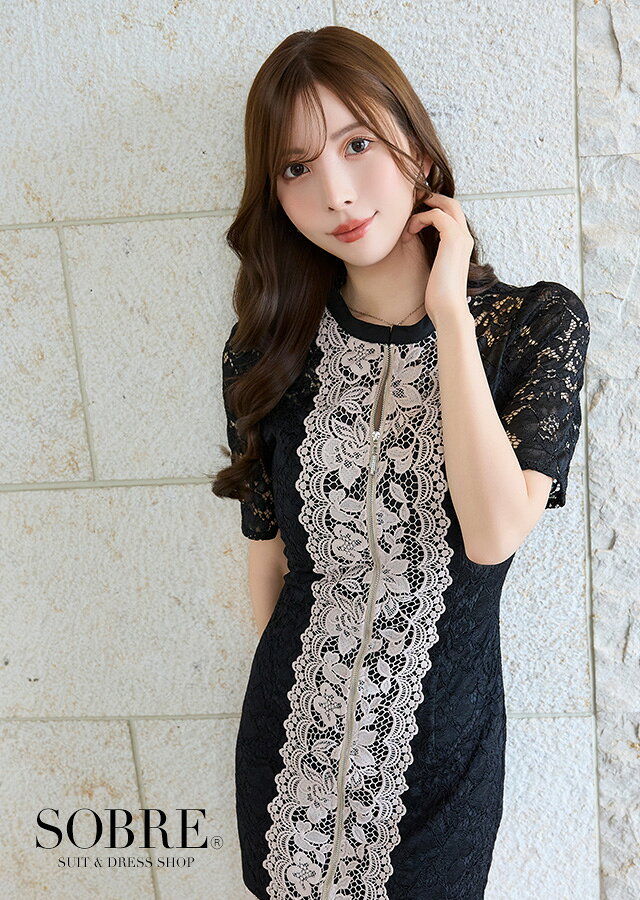 【SALE】細魅せジッパーワンピース ドレス キャバ 大きいサイズ ワンピース ミニド...