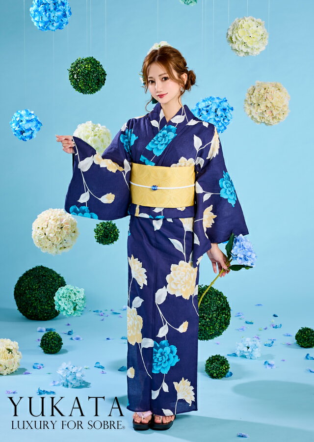 上品牡丹柄浴衣5点セット 作り帯 下駄 腰紐 レトロ 華やか 大人 モダン 浴衣セット...