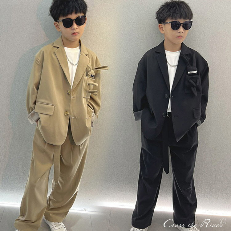 卒業式 男の子 パンツスーツ 入学式 スーツ 女の子 韓国 160 大きいサイズ 小学生 シャツ パンツ ジュニア 子供 フォーマル 子供 発表会 ブラック 七...