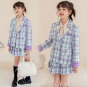 入学式 スーツ 女の子 卒業式 チェック柄 2点セット 150 160 小学生 セットアップ 韓国 卒服 小学校女子 ブラウス スカート ジャケット フォーマル...