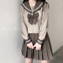 なんちゃって制服 セーラー服 入学式 お花見 グッズ ブラウス スカート セット セーラー襟 女子高生 卒業式 韓国 制服 上下セット 長袖 リボン 春 花見 ...