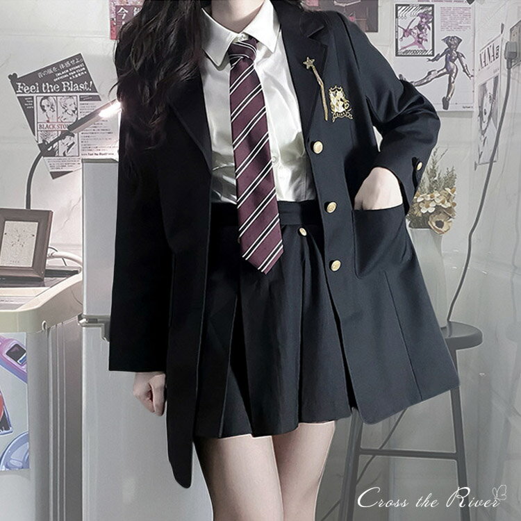 韓国 制服 卒業式 スーツ 女の子 入学式 なんちゃって制服 黒 ブラック セット ブレザー 女子高生 160 ジャケット ブラウス スカート 長袖 スーツコー...