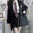 韓国 制服 入学式 スーツ 女の子 卒業式 なんちゃって制服 黒 ブラック セット ブレザー 女子高生 160 ジャケット ブラウス スカート 長袖 スーツコー...