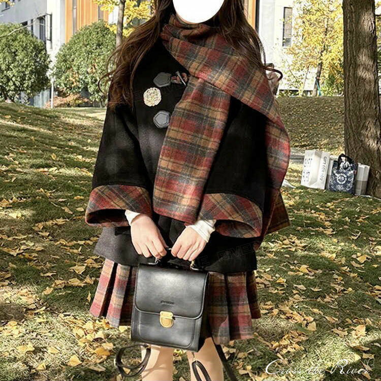 卒業式 スーツ 女の子 なんちゃって制服 入学式 コート スカート スカーフ 3点セット 中学生 チェック柄 韓国 制服 高校生 レディース 女子高生 フォーマ...