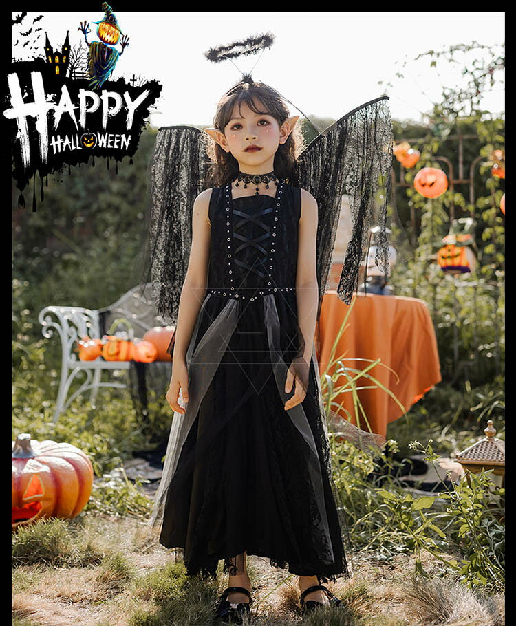ハロウィン 仮装 小学生 魔女 女の子 デビル ハロウィーン衣装 中学生 黒 精霊 エルフ 翼 仮装 魔法使い マジック ハロウィン コスプレ 衣装 ハロウィン 衣装 子供 ハロウィン キッズ おもしろ 仮装 パーティー 舞台劇 発表会 コスチューム 変装 cosplay cross-the-river-10004256 クロスザリバー サンプル画像3