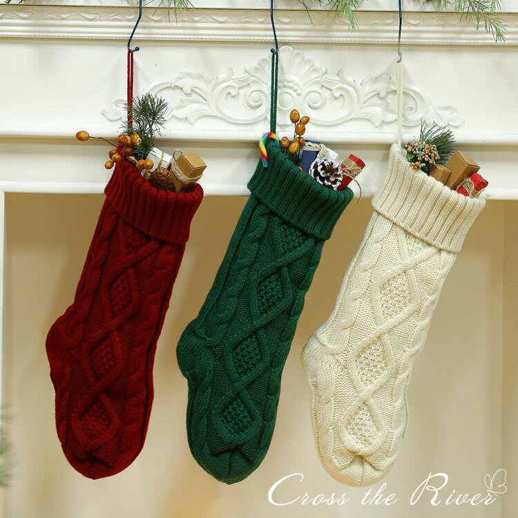 クリスマスソックス クリスマス 壁飾り ソックス 2サイズ ニット 大量注文可能 クリスマスストッキング 靴下 大きい ワインレッド グリーン ホワイト 飾り ナチュラル シンプル おしゃれ パー…