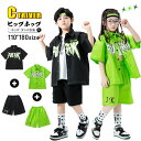 グリーン キッズダンス衣装 セットアップ ヒップホップ ゆるシャツ ハーフパンツ カッコイイ 男の子 女の子 k-pop 韓国 ダンス衣装 演出服 HIPHOP...