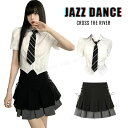 k-pop 衣装 レディース ダンス衣装 セットアップ 制服 韓国 黒 チア へそ出し シャツ ネクタイ スカート トップス ヒップホップ ブラック ジャズダン...