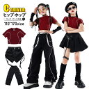 キッズ ダンス衣装 セットアップ へそ出し トップス 女の子 かっこいい スカート ワイドパンツ 韓国 k-pop衣装 ヒップホップ カーゴパンツ 黒スカート ...