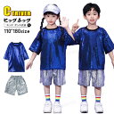 チアダンス 衣装 キッズ 小学生 キラキラ スパンコール キッズダンス衣装 セットアップ ヒップホップ tシャツ 半袖 ネイビー シルバー 短パンツ チア衣装 ...
