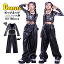 k-pop 衣装 銀黒 キッズダンス衣装 セットアップ ヒップホップ キャミソール 女の子 へそ出し トップス 光沢 ロングパンツ レザーパンツ k-pop 衣...
