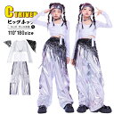 k-pop 衣装 銀白 キッズダンス衣装 セットアップ ヒップホップ キッズ へそ出し トップス レーザーパンツ シルバー ヒップスカーフ スパンコール k-p...