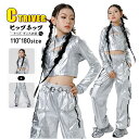k-pop 衣装 シルバー キッズダンス衣装 セットアップ ヒップホップ へそ出し トップス 女の子 ベスト アウター ロングパンツ 光沢 銀色 k-pop 衣...