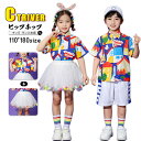 柄シャツ チアダンス 衣装 キッズ 小学生 応援団 可愛い シャツ 半袖 メッシュスカート ふんわり ハーフパンツ キッズ ダンス 衣装 セットアップ チアガー...