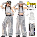 k-pop 衣装 ダンス 衣装 キラキラ キッズ シルバー へそ出し トップス 女の子 セットアップ メッシュトップス 白 キャミソー かっこいい ヒップホップ...