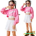 キッズダンス衣装 セットアップ へそ出し k-pop 衣装 チアダンス 白スカート 長袖 タンクトップ プリーツスカート ピンク ヒップホップ ジャズダンス 韓国 子供 演出服 ホワイト 女の子 社交ダンス カッコイイ HIPHOP 応援団 発表会 ステージ衣装 単品 セット