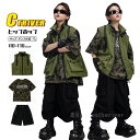迷彩トップス カーゴベスト 緑 キッズダンス衣装 セットアップ カーゴパンツ 黒パンツ k-pop 衣装 グリーン ベスト 半袖 ダンス衣装 トップス 黒 ヒップホップ 女の子 ガールズ 黒 ダンス衣装 キッズ 韓国 練習着 HIPHOP jazz ステージ 演出服 発表会 110 170cm