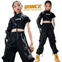 黒 キッズダンス衣装 セットアップ k-pop 衣装 シャツ カーゴパンツ 袖 パンツ へそ出し ヒップホップ キッズダンス ブラック 女の子 トップス HIPHOP ジャズダンス 子供 ステージ衣装 韓国 団体服 ジュニア 応援団 イベント 発表会 文化祭 演出服 かっこいい