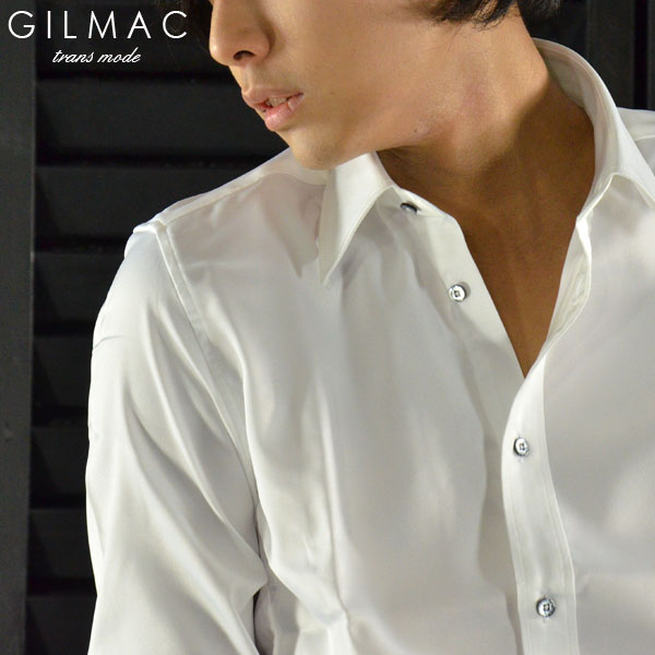 SALE サテンシャツ 無地 レギュラーカラー サテン 長袖シャツ ホスト ワイシャツ Yシャツ メンズ mens(ホワイト白) 31702