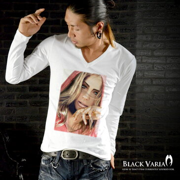 Tシャツ ガール セクシー 女性 外国人 外人 Vネック 長袖Tシャツ メンズ mens(ホワイト1白) zkt003ls