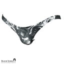BLACK VARIA ブラックバリア blackvaria Tバック マイクロビキニ バラ 薔薇柄 ローライズ メンズ 下着 パンツ mens ファッション おしゃれ セクシー ジム スポーツ(ブラック黒) uw065