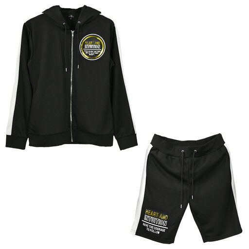 セットアップ ジャージ 上下 エンボス加工 メンズ パーカー ショートパンツ ロゴ 箔 フード フルジップ 長袖 mens ファッション おしゃれ (ブラック黒ゴールド金) 308152 セットアップ ジャージ 上下 エンボス加工 メンズ パーカー ショートパンツ ロゴ 箔 フード フルジップ 長袖 mens ファッション おしゃれ (ブラック黒ゴールド金) 308152
