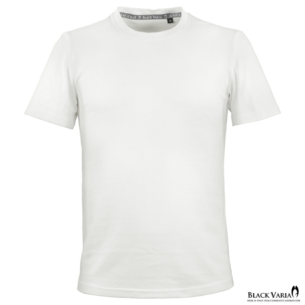 乐天商城 - BLACK VARIA ブラックバリア blackvaria Tシャツ メンズ クルーネック 半袖 無地 綿 コットン シンプル トップス mens ファッション(ホワイト白) 203301