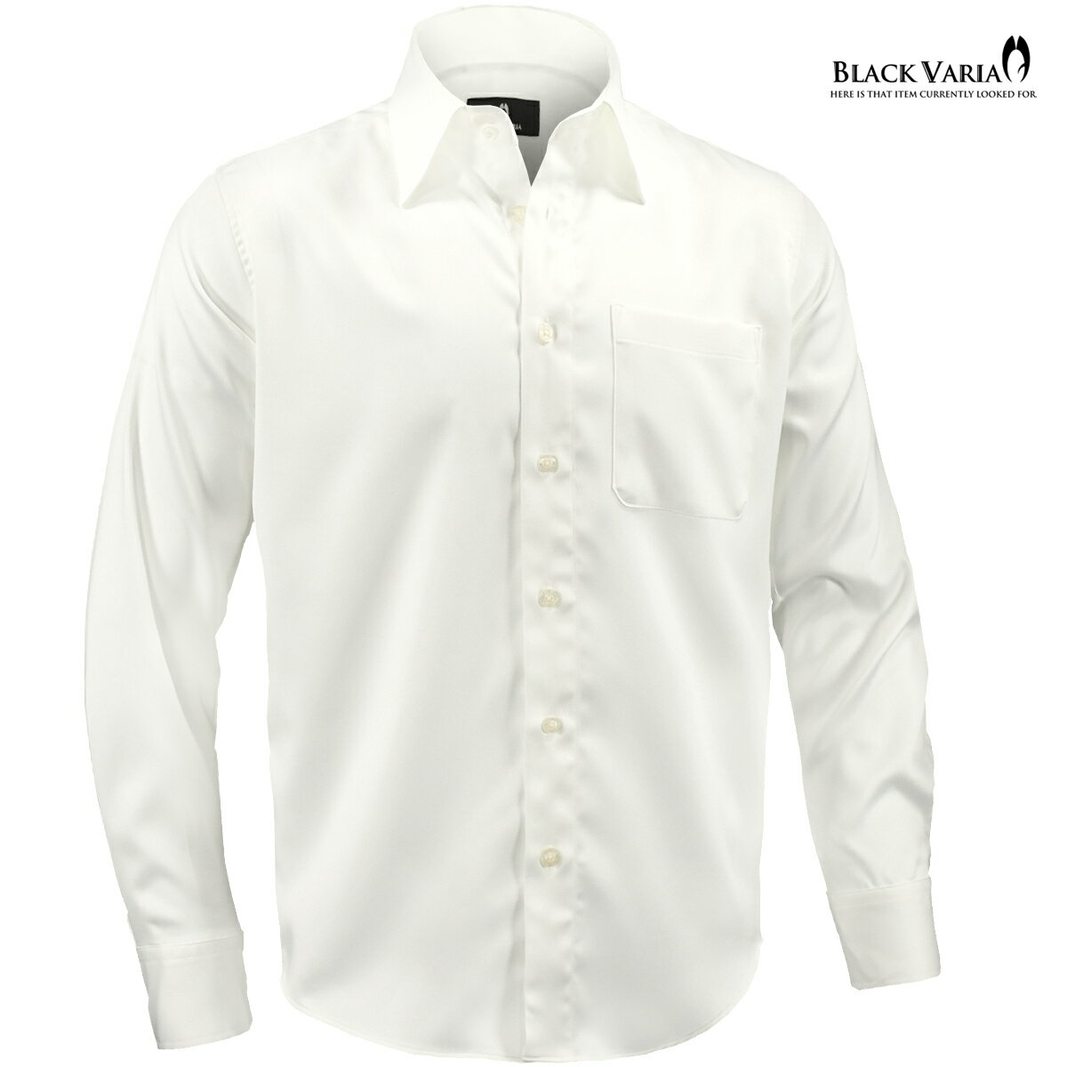 BLACK VARIA ブラックバリア blackvaria サテンシャツ 無地 ドレスシャツ ドゥエボ...