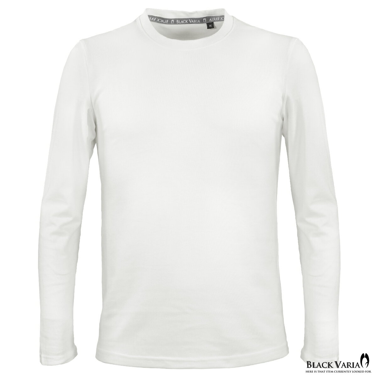 樂天商城 - BLACK VARIA ブラックバリア blackvaria Tシャツ メンズ クルーネック 長袖 無地 綿 コットン シンプル トップス mens ファッション(ホワイト白) 203302