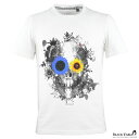 Tシャツ ドクロ 髑髏 ひまわり ヒマワリ 向日葵 バラ 薔薇 クルーネック 丸首 半袖 プリント メンズ スリム 細身 mens ファッション おしゃれ (ホワイト白) crzkk042