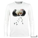 Tシャツ 卵 たまご ウサギ ラビット うさぎ egg クルーネック 丸首 長袖Tシャツ メンズ スリム 細身 mens ファッション おしゃれ (ホワイト白) crztm010ls