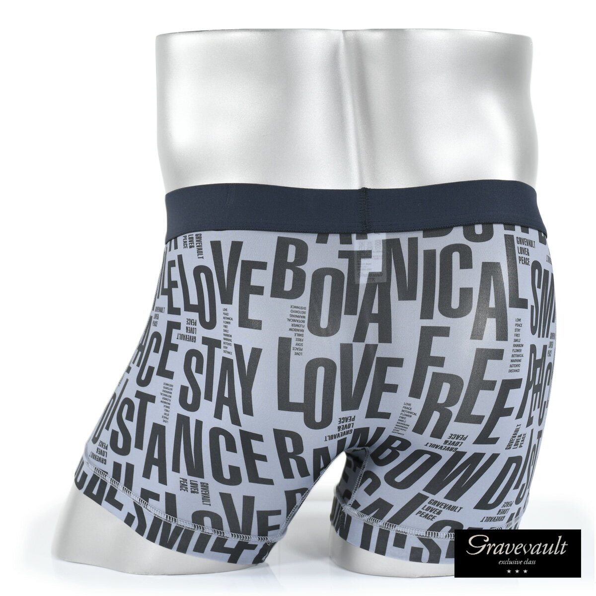 GRAVEVAULT グレイブボールト ボクサーパンツ ショート 英字 文字 アルファベット パンツ 日本製 アンダーウェア 下着 メンズ mens ファッション おしゃれ (グレー灰ブラック黒) 3051932