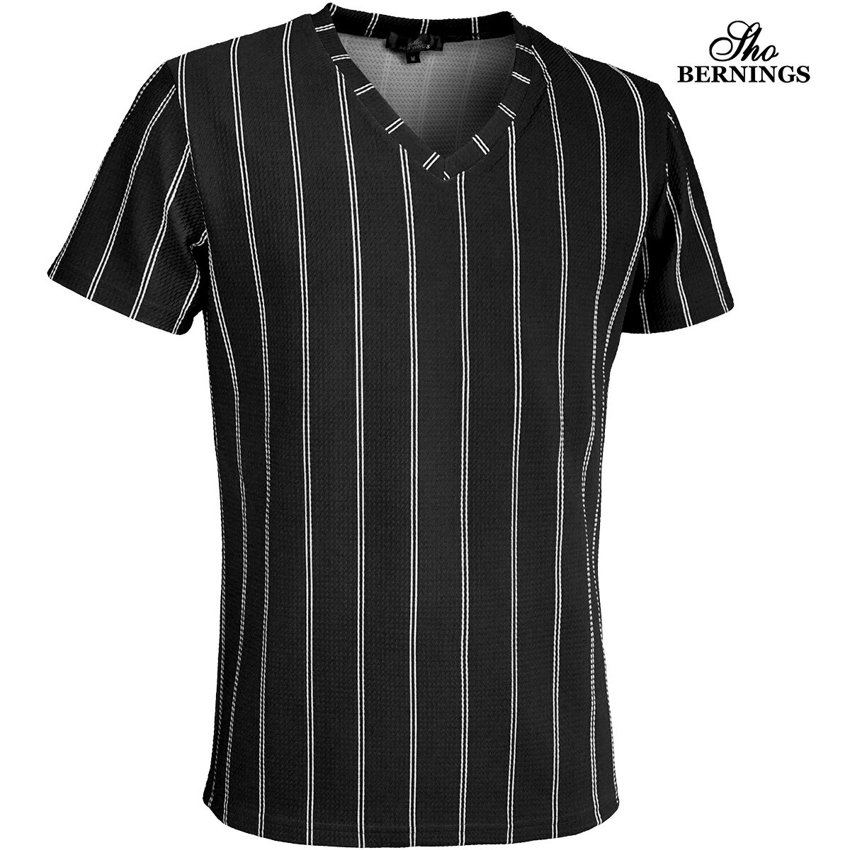 TシャツVネックストライプ柄メンズ...