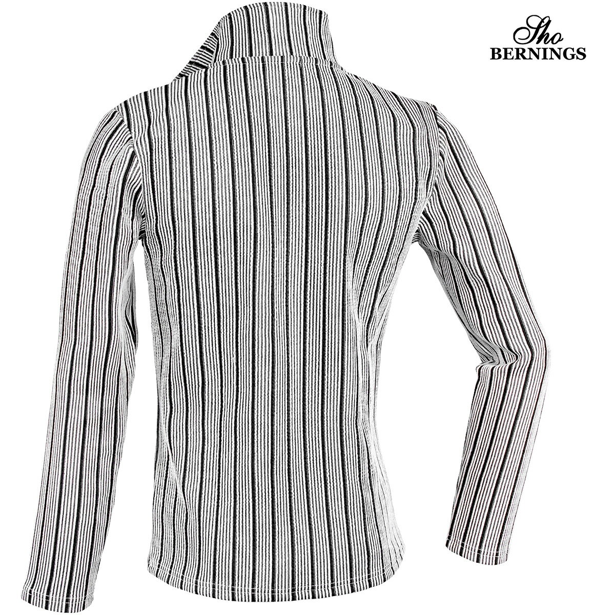 ポロシャツ ハーフジップ 長袖 ストライプ柄 メンズ シンプル ロンT mens(ホワイト白×ブラック黒) 334033