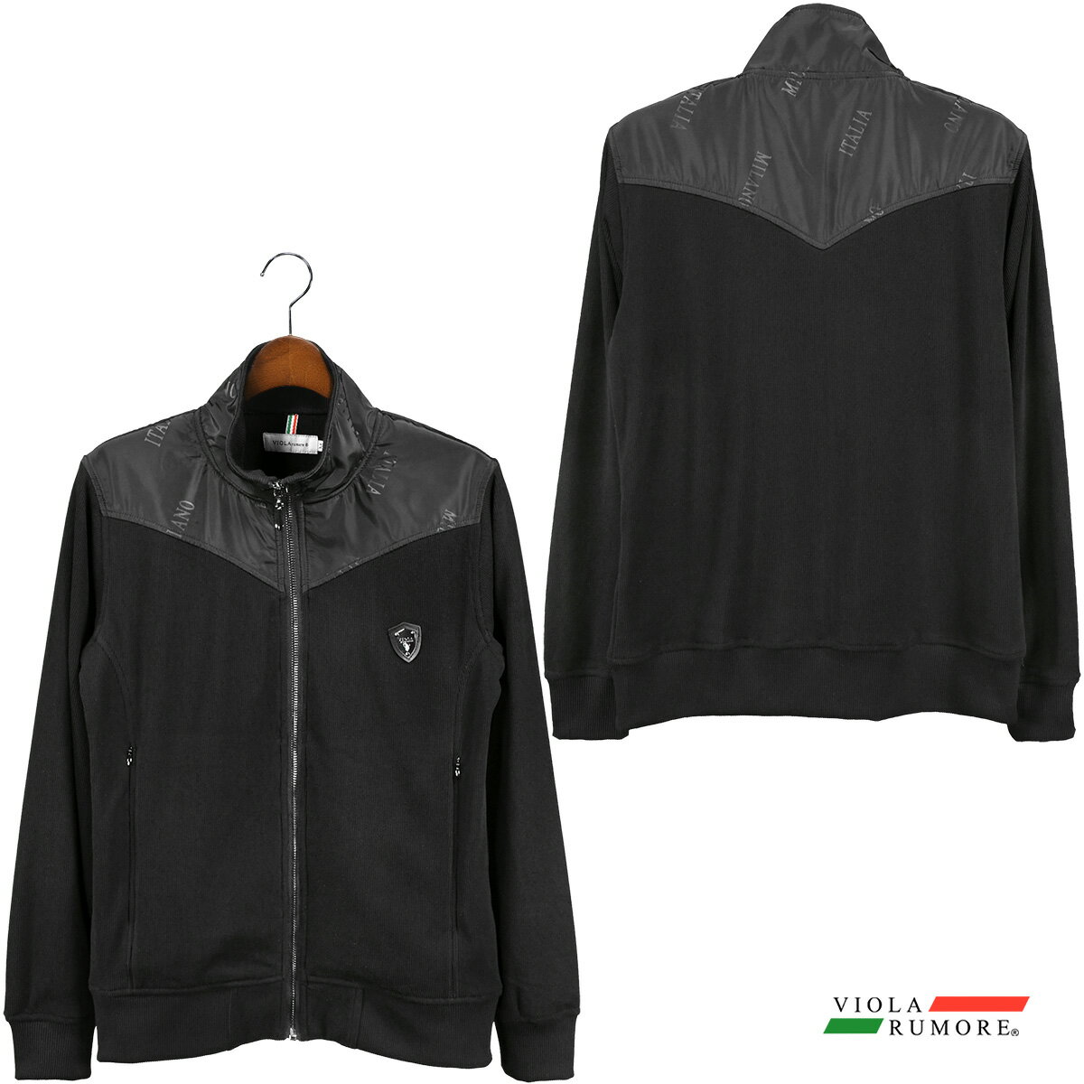 VIOLA rumore ヴィオラ ビオラ ジャケット ジップアップ 裏起毛 メンズ スタンドカラー mens ファッション おしゃれ (ブラック黒) 31131