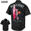 ピンクパンサー PINK PANTHER ワークシャツ リップストップ mens メンズ サーフボード 半袖シャツ(ブラック黒) 432044