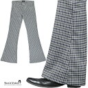 ベルボトム チェック柄 ブーツカット メンズ フレア ストレッチ ローライズ ボトムス パンツ mens ファッション おしゃれ パンタロン(グレー灰ギンガムチェック) 232102