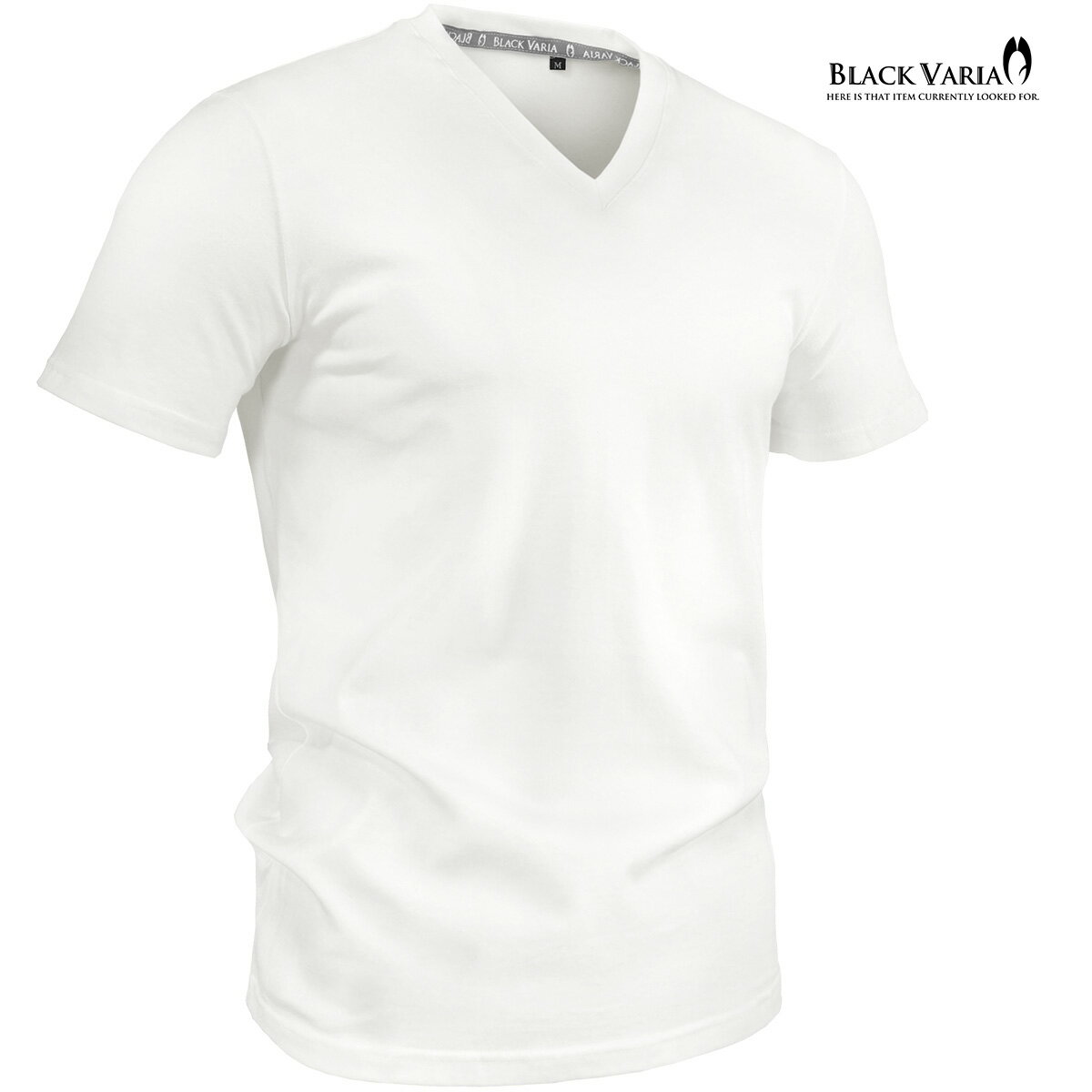 樂天商城 - BLACK VARIA ブラックバリア blackvaria Tシャツ メンズ Vネック 半袖 無地 綿 コットン シンプル トップス mens ファッション(ホワイト白) 241301