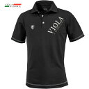 VIOLA rumore ヴィオラ ビオラ ポロシャツ 厚盛ゴムプリント メンズ ポロ 半袖 mens(黒ブラック灰ステッチ) 42313(4)