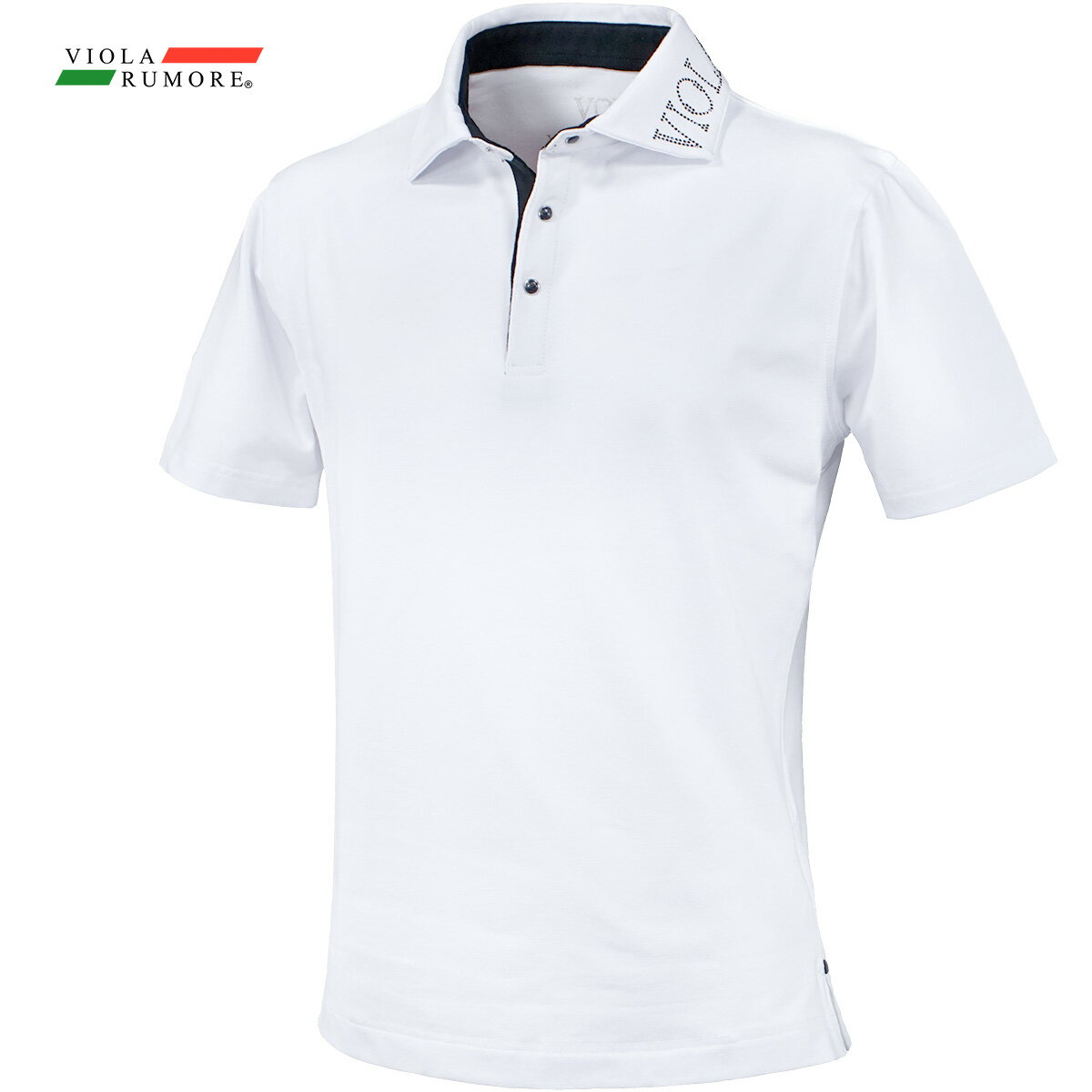 VIOLA rumore ヴィオラ ビオラ ポロシャツ ラインストーン メンズ ポロ 半袖 mens(ホワイト白) 42314