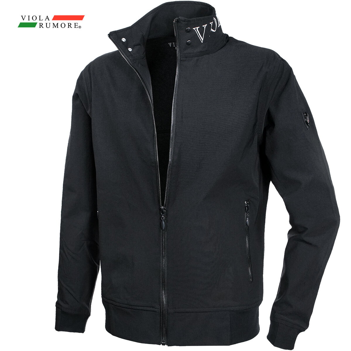 VIOLA rumore ヴィオラ ビオラ ジャケット 襟ロゴ ストレッチ ジップアップ メンズ ブルゾン mens(ブラック黒) 52200