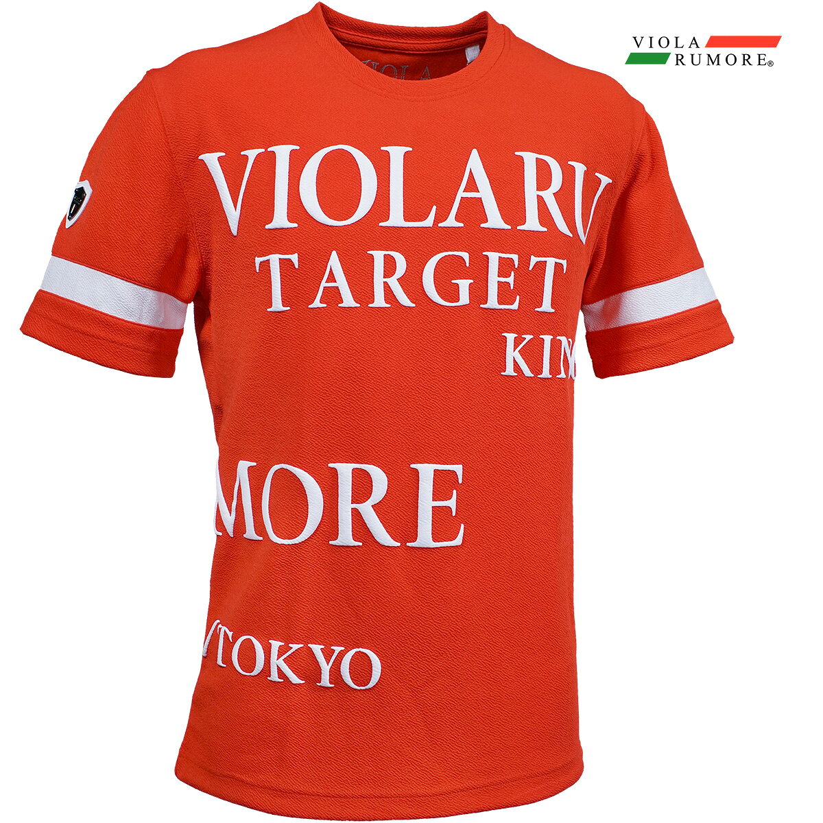 VIOLA rumore ヴィオラ ビオラ Tシャツ クルーネック 袖切り替えライン メンズ 裾ドローコード 半袖Tシャツ(レッド赤) 52323
