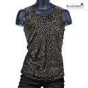 BLACK VARIA ブラックバリア blackvaria タンクトップ ヒョウ柄 箔プリント 光沢 ラメ メンズ 日本製 ストレッチ 細身 タンク スリム ...