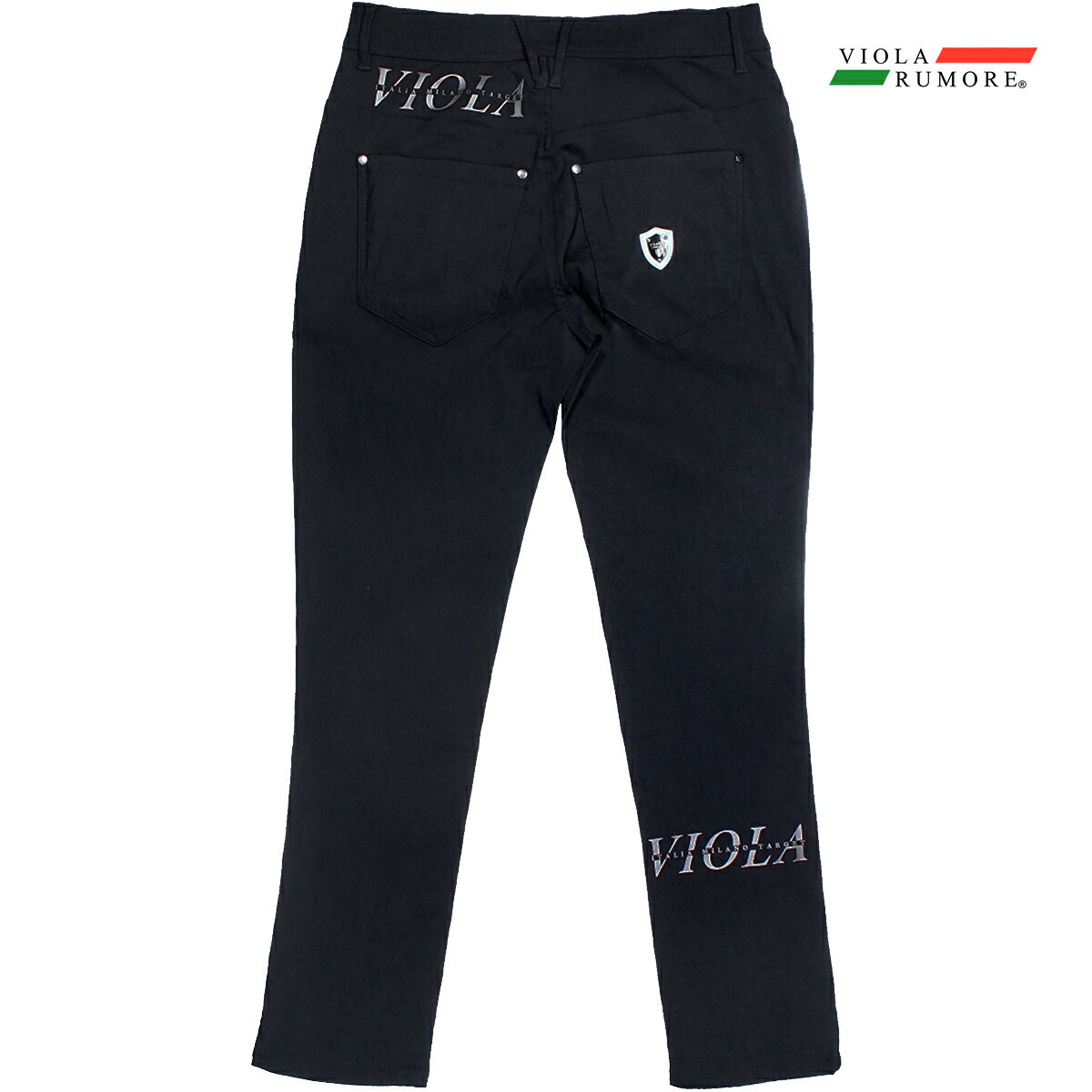VIOLA rumore ヴィオラ ビオラ テーパードパンツ カバーステッチ ストレッチ メンズ ボトム mens(ブラック黒グレーステッチ) 52303