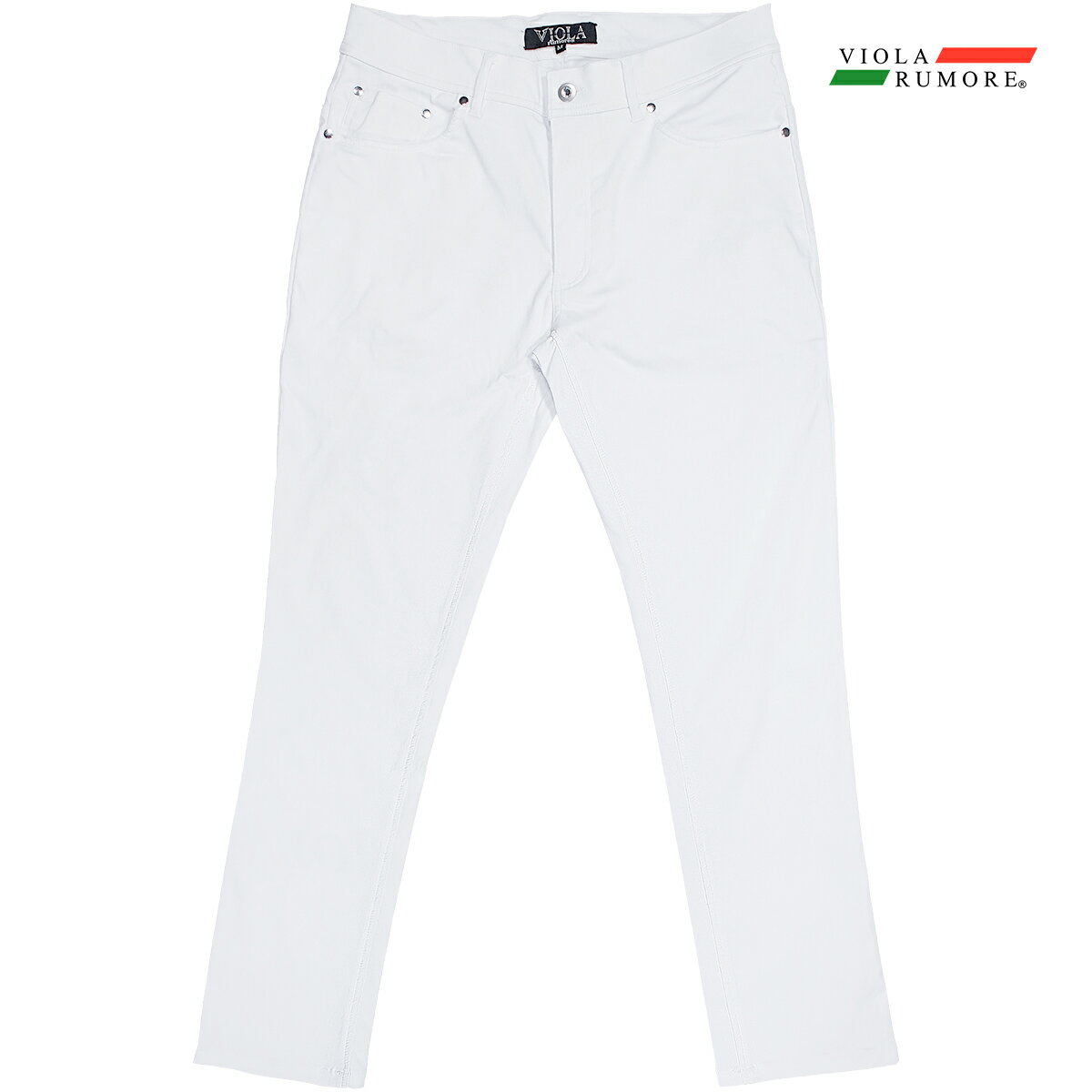 VIOLA rumore ヴィオラ ビオラ テーパードパンツ カバーステッチ ストレッチ メンズ ボトム mens(ホワイト白) 52303