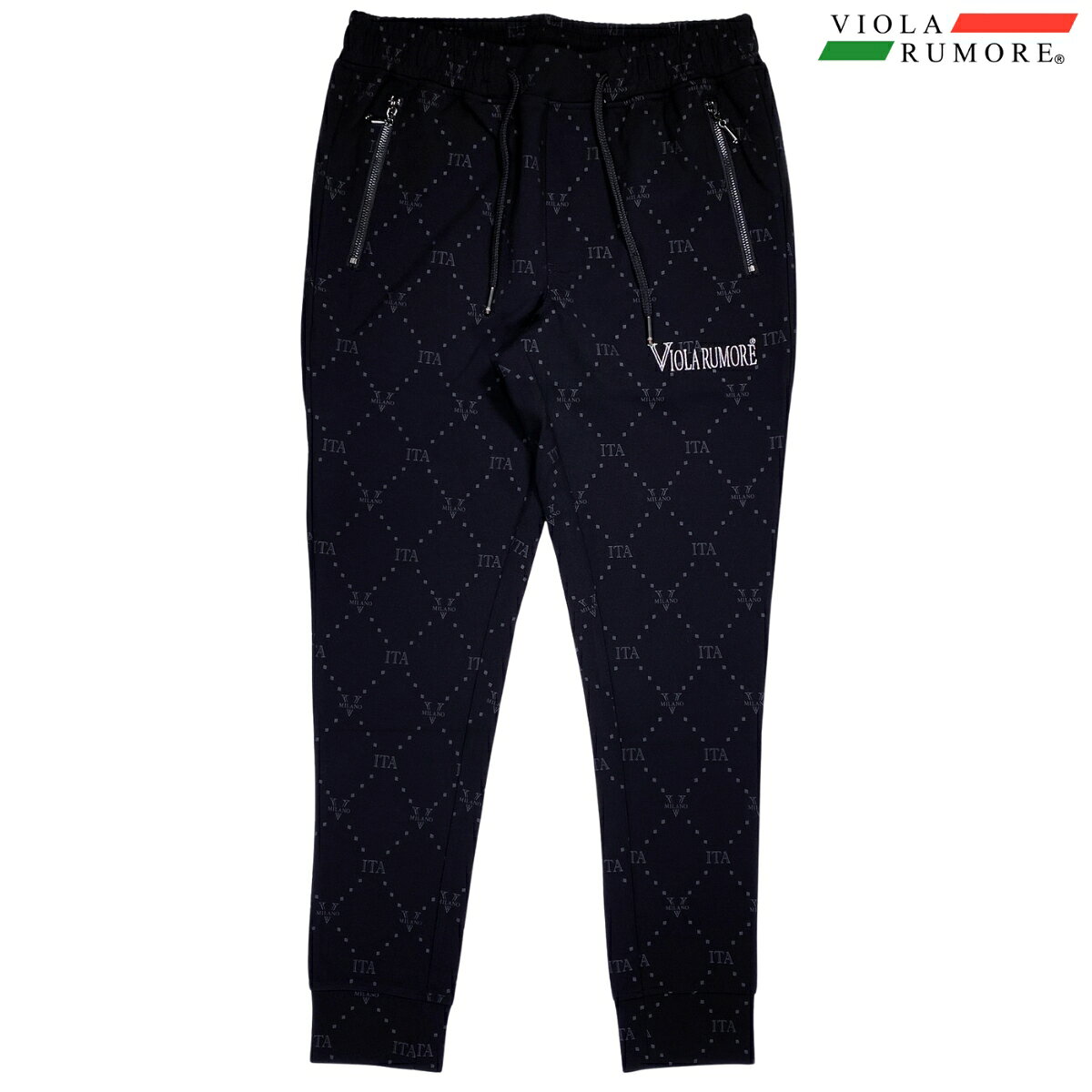 乐天商城 - VIOLA rumore ヴィオラ ビオラ ロングパンツ ロゴ柄 総柄 スーパーストレッチ メンズ ボトム mens(ブラック黒) 62115