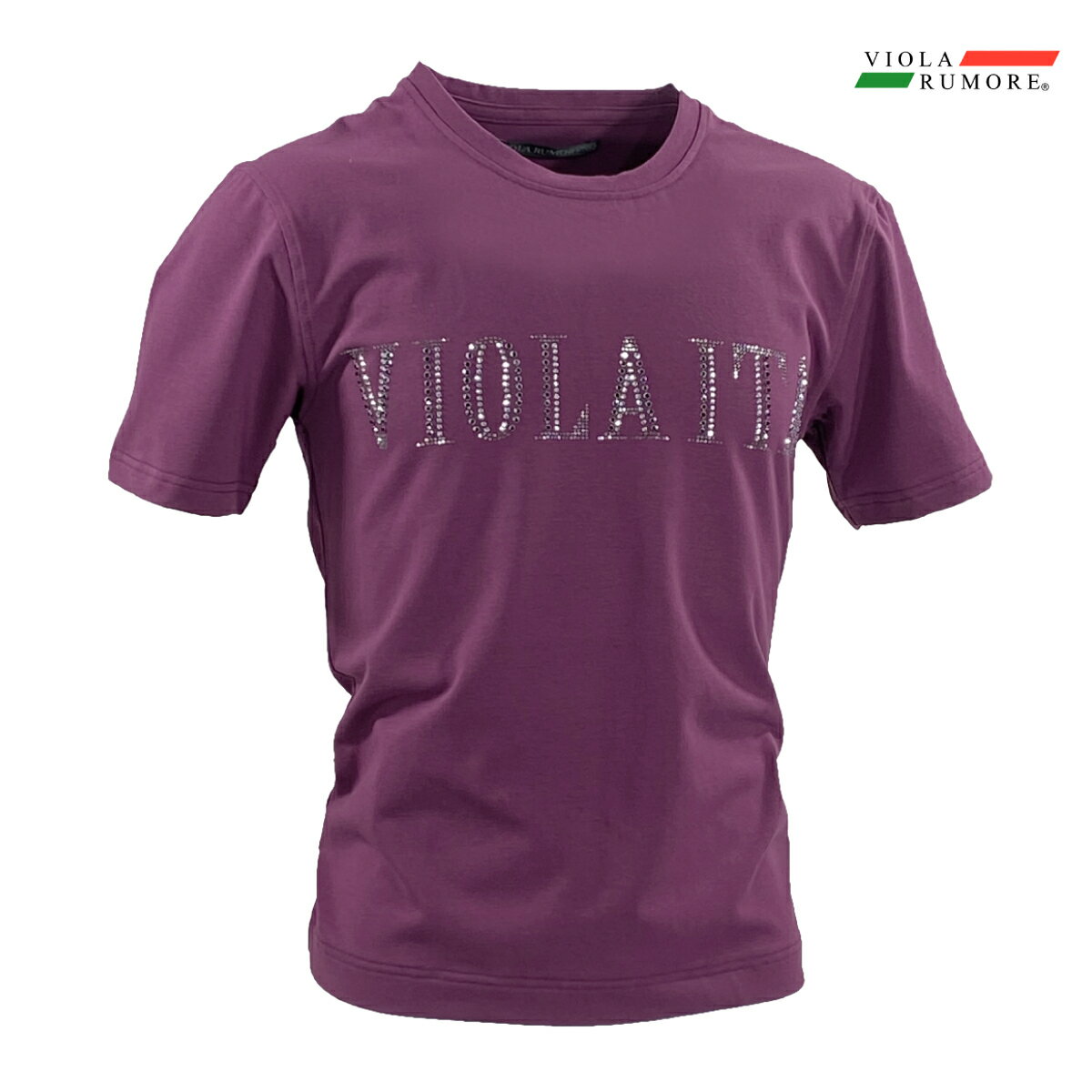 樂天商城 - VIOLA rumore ヴィオラ ビオラ Tシャツ 半袖 クルーネック ラインストーン シンプル ロゴ メンズ(ワインレッド赤) 62320