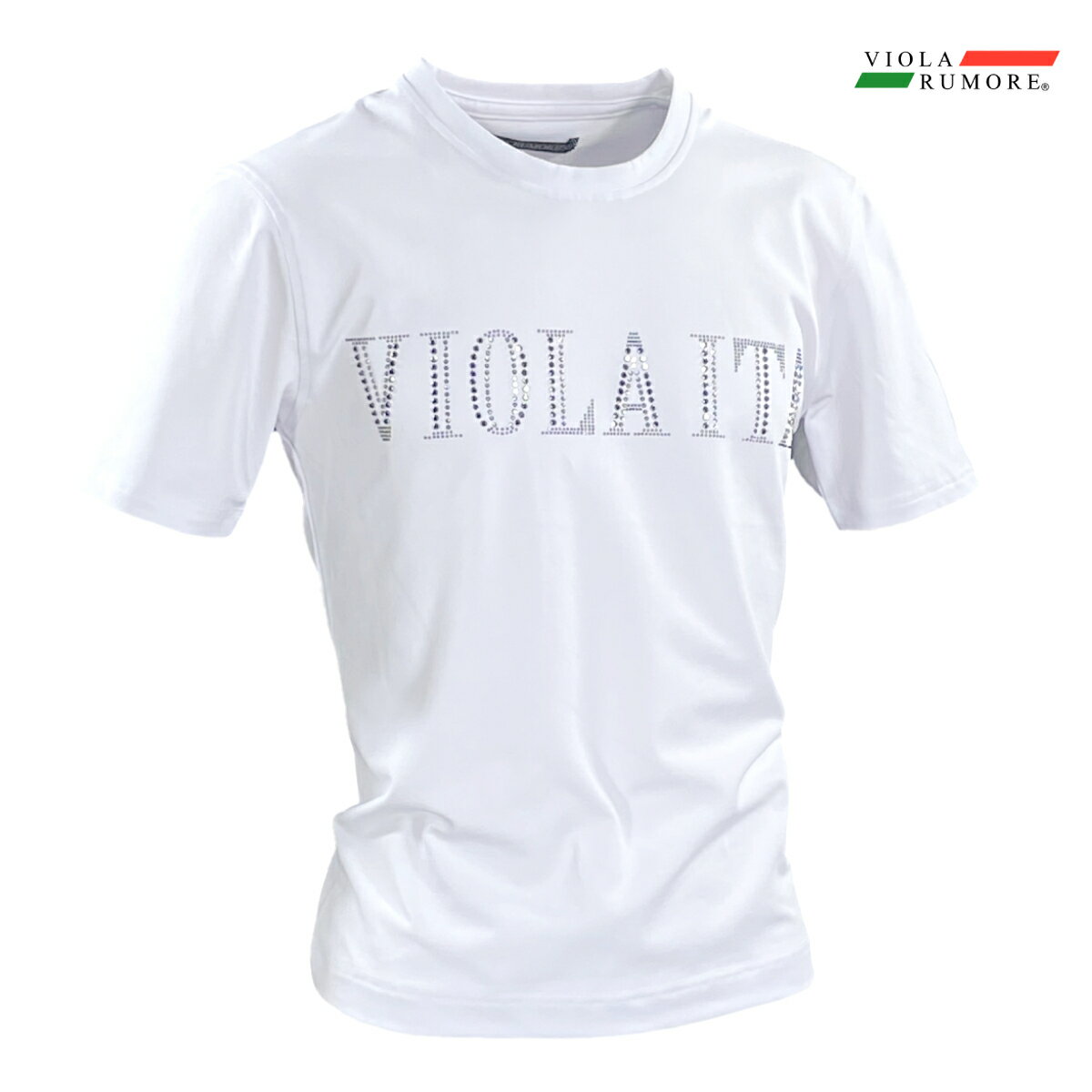 樂天商城 - VIOLA rumore ヴィオラ ビオラ Tシャツ 半袖 クルーネック ラインストーン シンプル ロゴ メンズ(ホワイト白) 62320